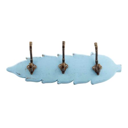 Turquoise Antique Small Wall Wooden Iron Hooks